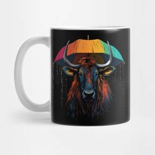 Wildebeest Rainy Day With Umbrella Mug